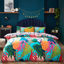 furn. Coralina Reversible Duvet Cover and Pillowcase Set MultiColoured