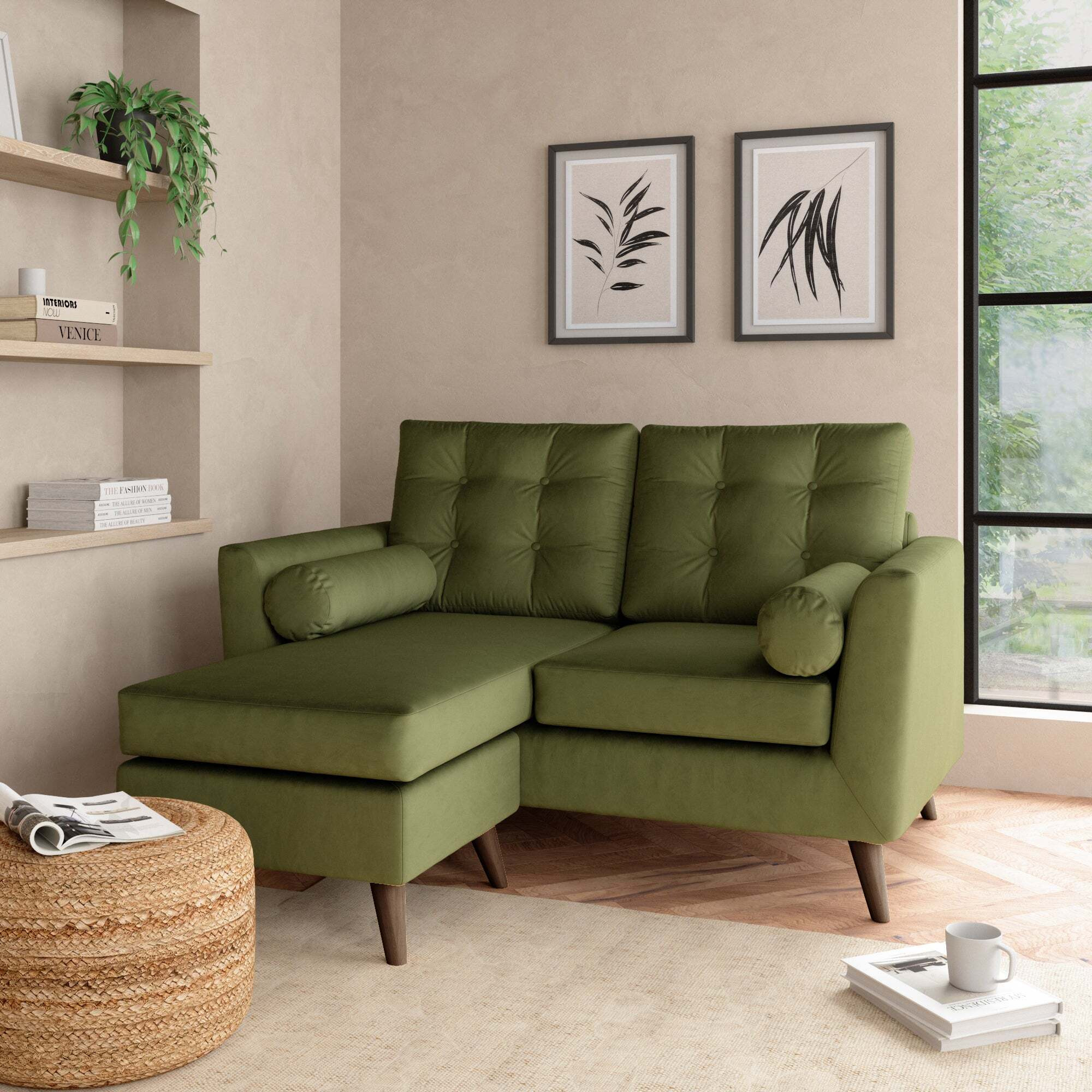 Lewes Small Corner Chaise Green