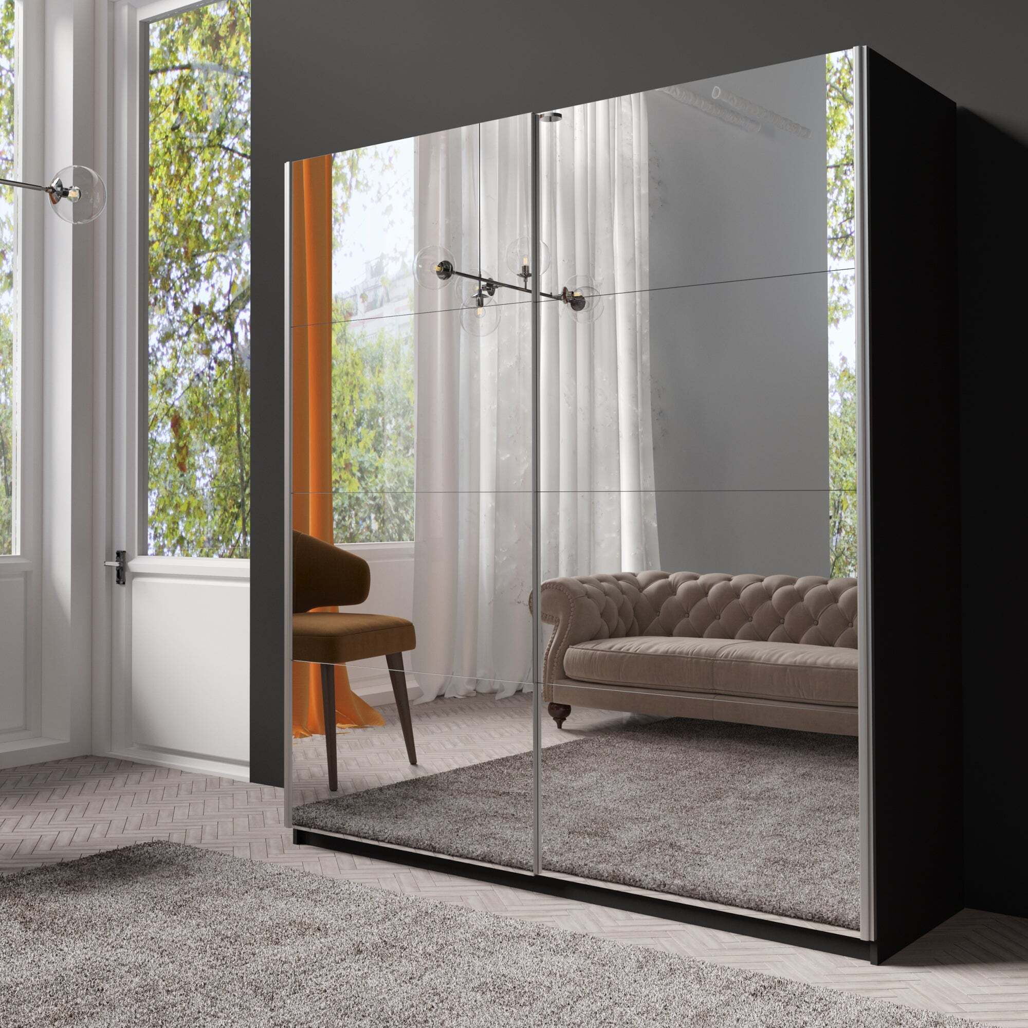 Lincoln 180cm Sliding Double Wardrobe Black
