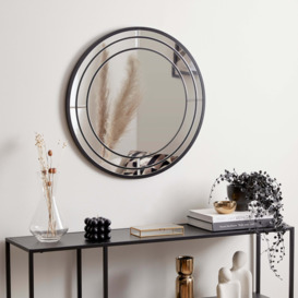 Double Frame Round Wall Mirror, 60cm Black