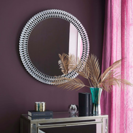 Glam Gem Edge Round Wall Mirror Silver