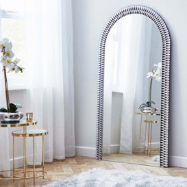 Glam Gem Edge Arched Full Length Leaner Mirror Silver