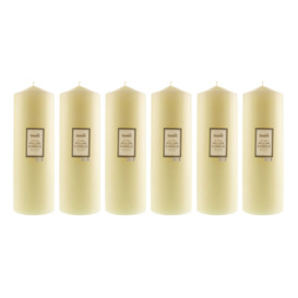 Pack of 6 Cream Pillar Candles, 10cm x 30cm Cream