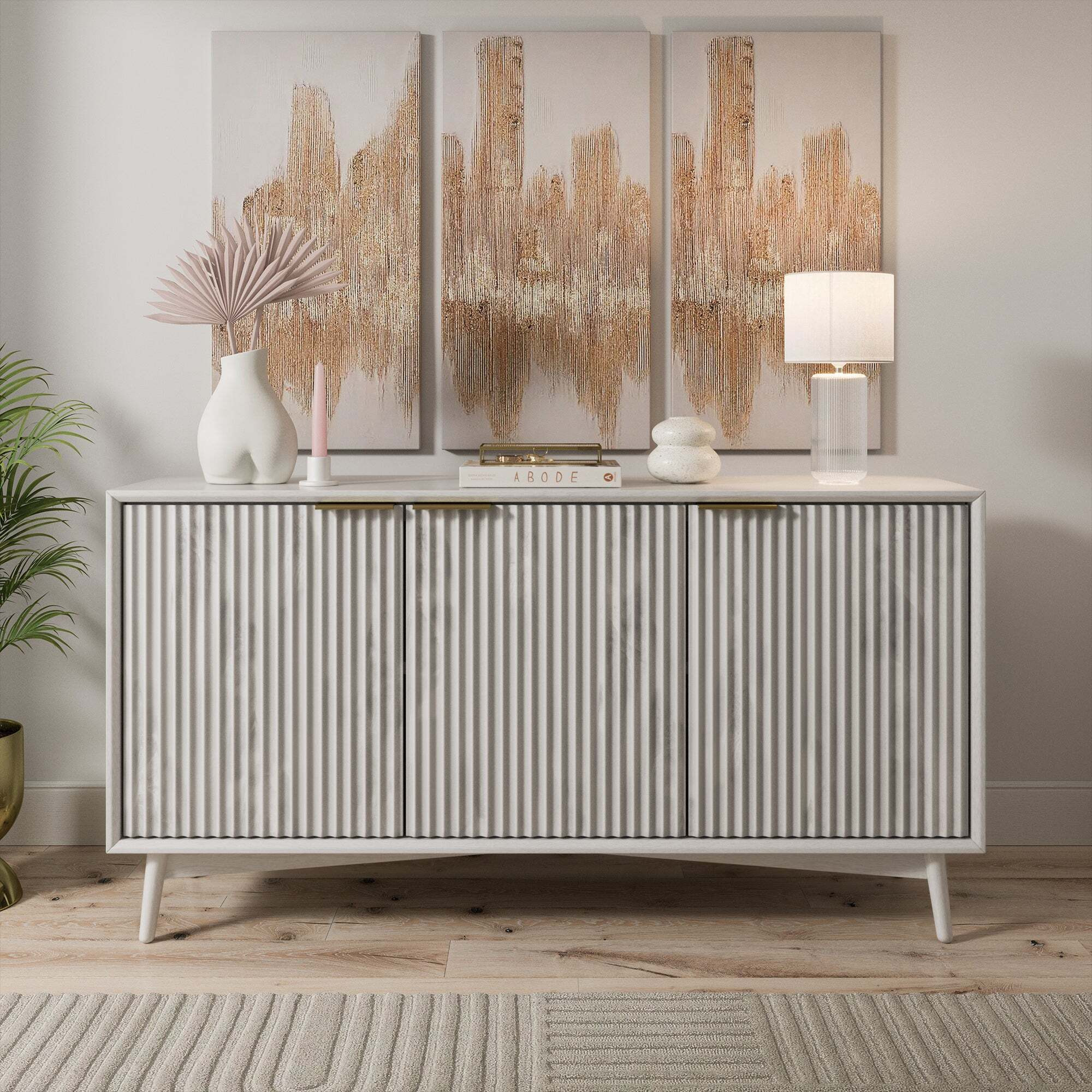 Neena Large Sideboard, Warm Grey Wash Acacia Wood Grey