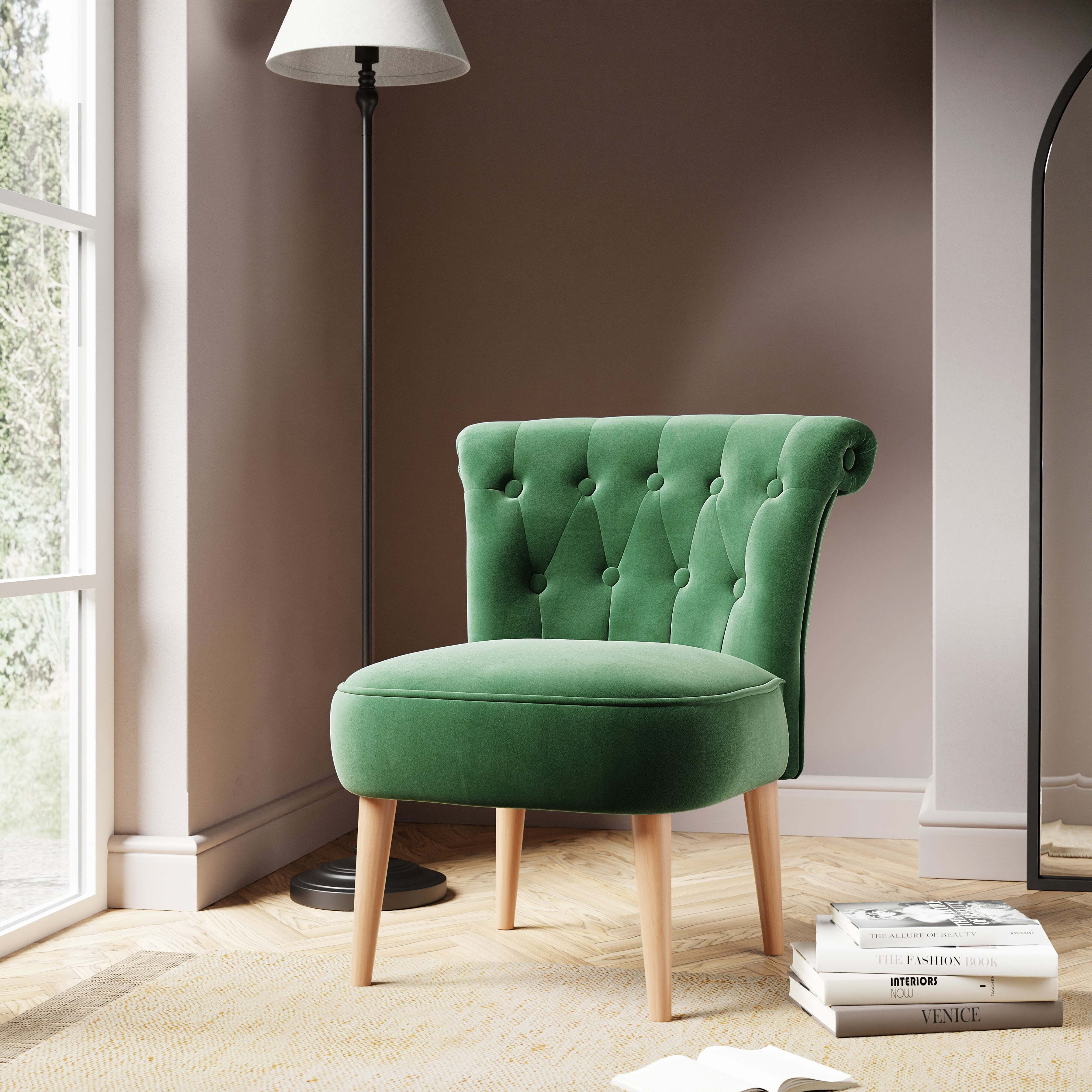Josephine Velvet Button Back Chair Green