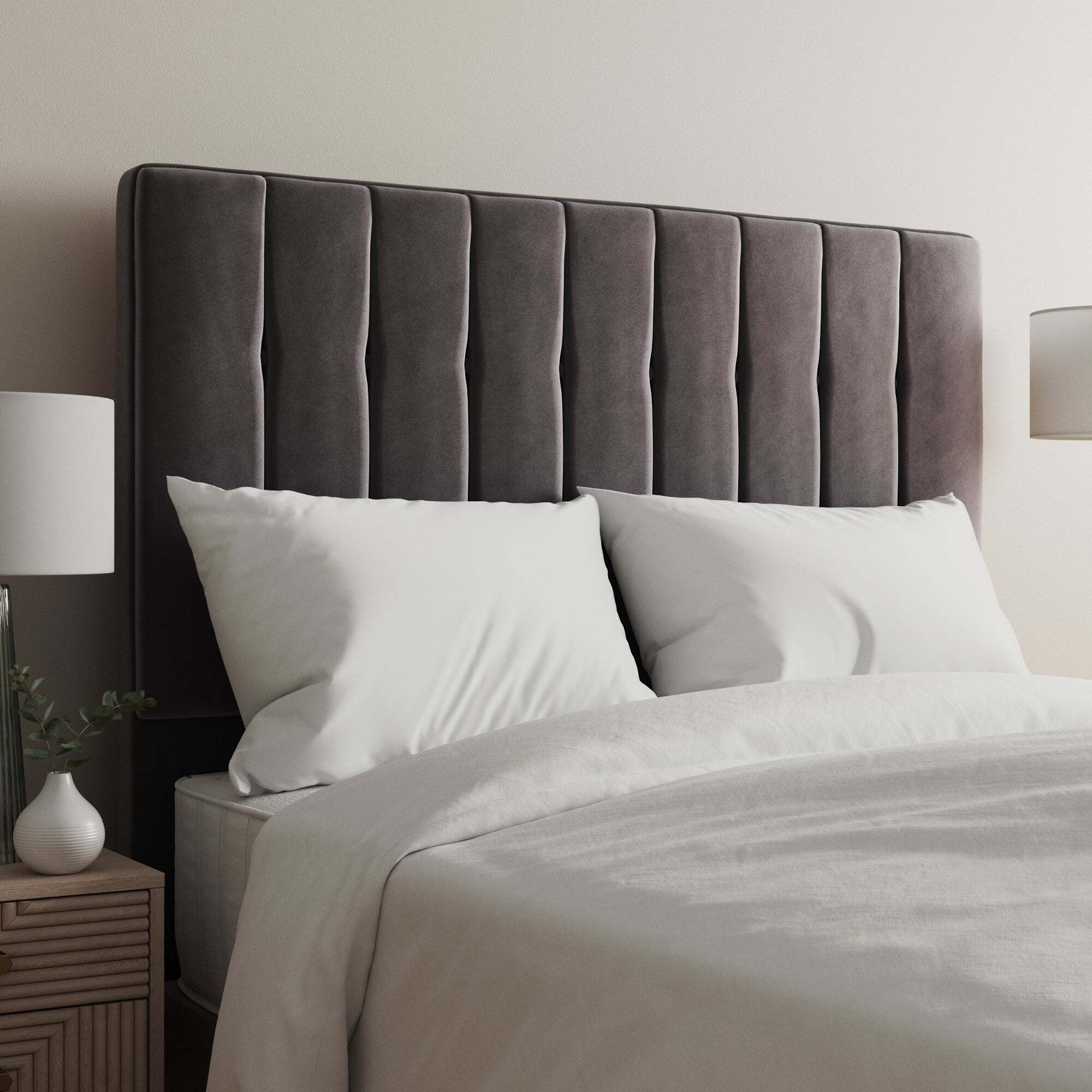 Velvet Double Tansden Headboard Grey