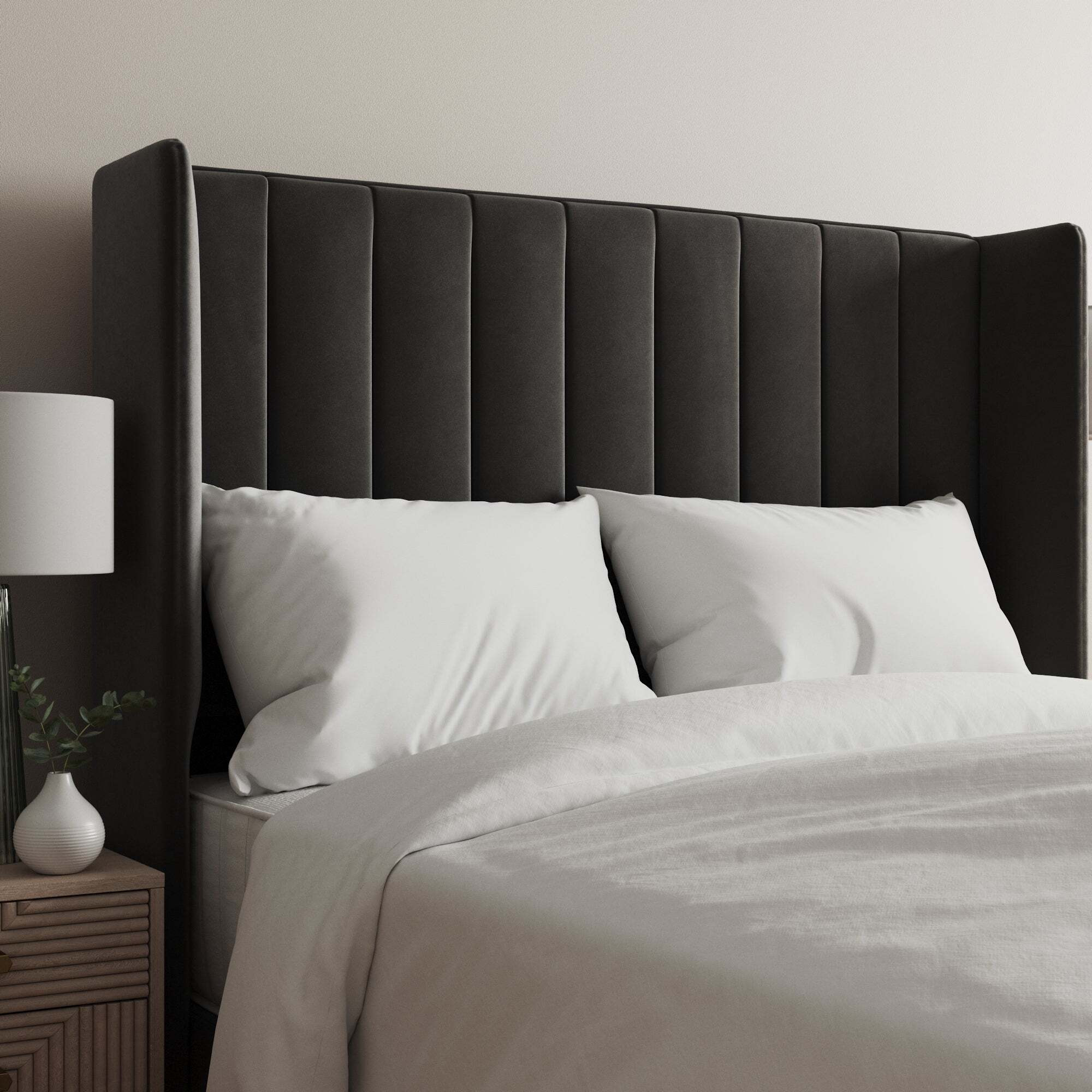 Velvet Wing Stripe Headboard Black