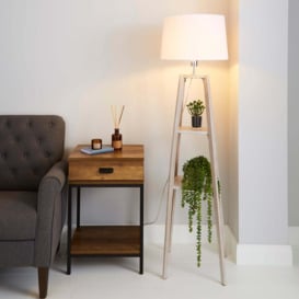 Beaumont Plant Stand Natural Wood Floor Lamp Brown