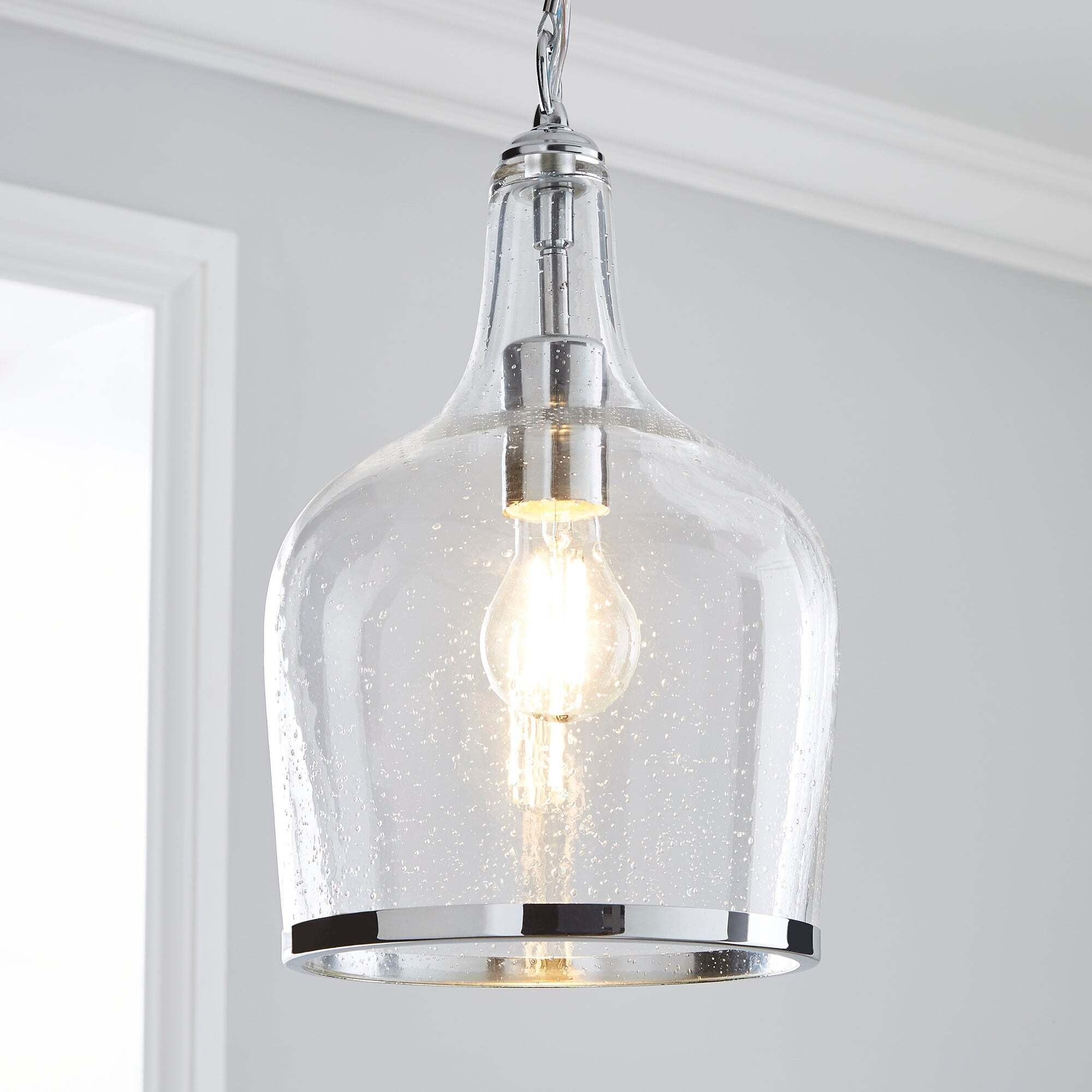 Lenny Glass Pendant Ceiling Fitting Silver