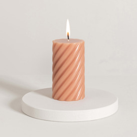 Small Twisted Pillar Candle, 12cm Brown