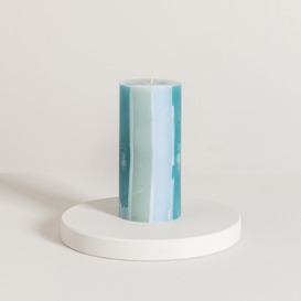 Decorative Blue Pillar Candle Blue