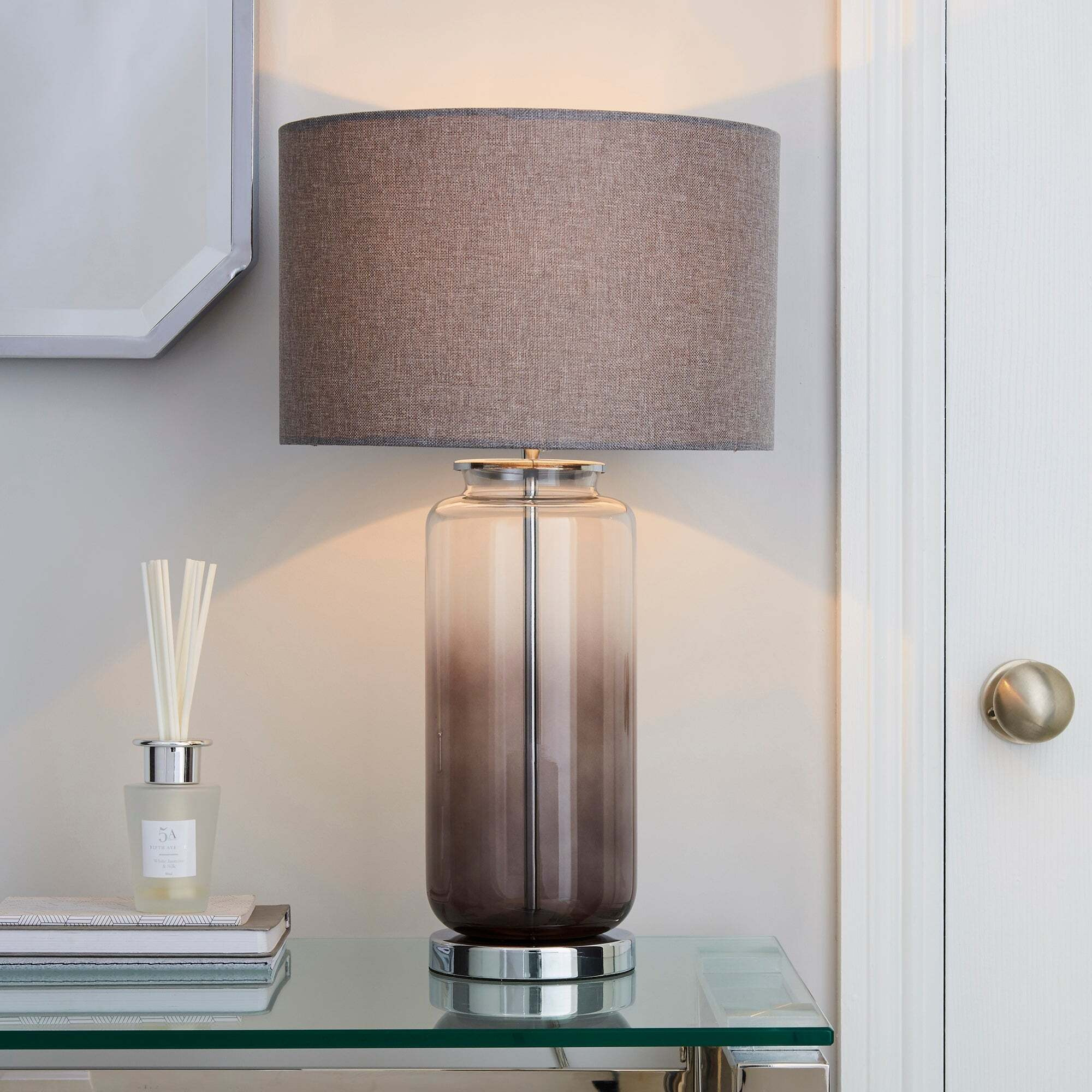 Large Ombre Glass Table Lamp Grey
