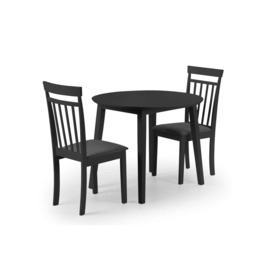 Coast Round Drop Leaf Dining Table with 2 Coast Chairs Black