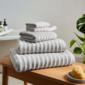 Soft and Fluffy Ribbed Towel Silver Silver