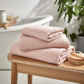 Turkish Cotton Ribbed Towel Pink