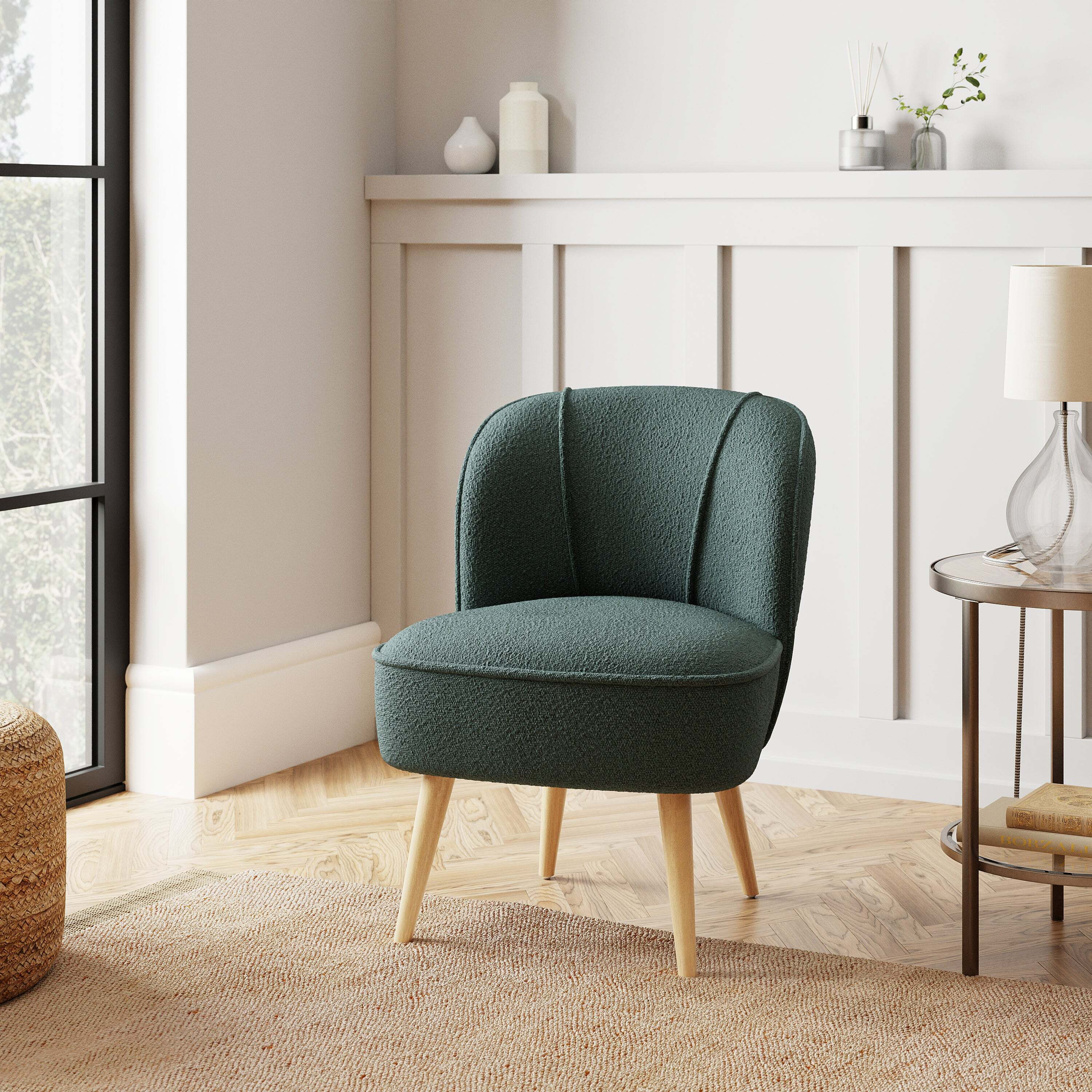 Elsie Boucle Cocktail Chair Pacific Blue by Dunelm