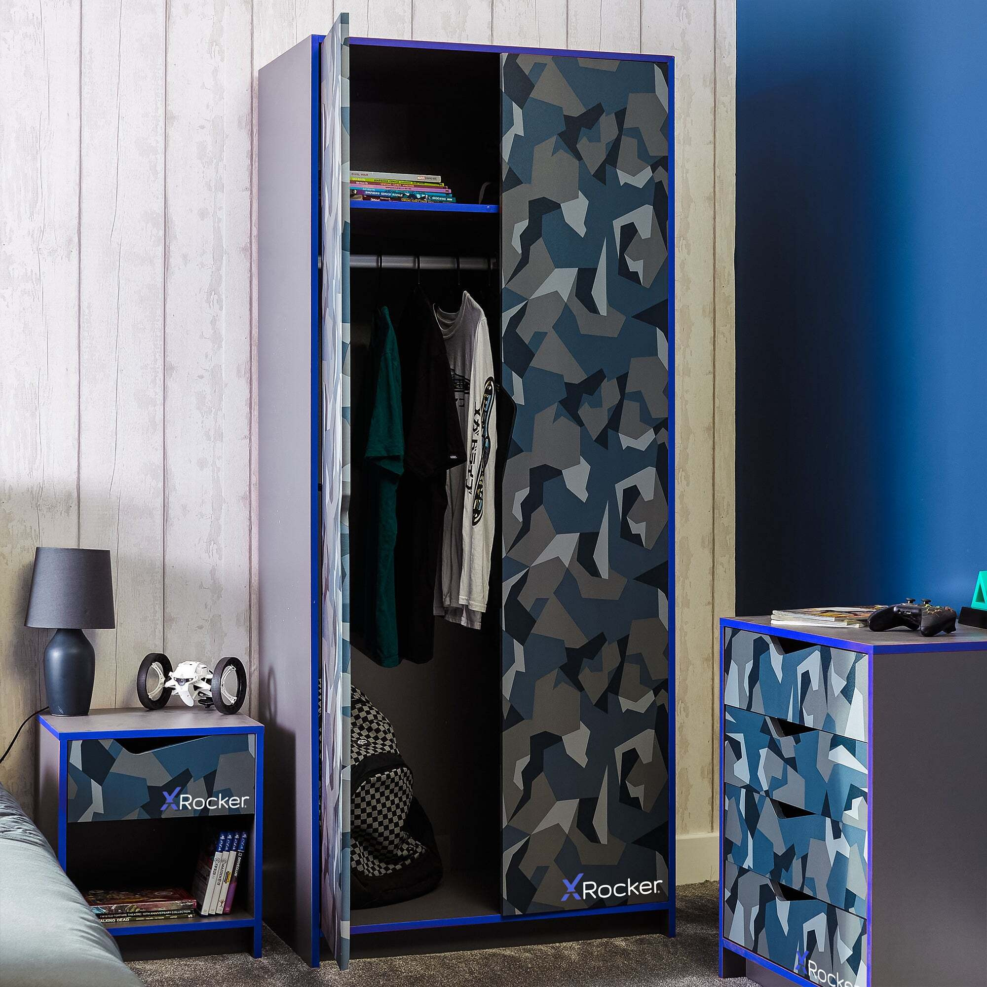 X Rocker Hideout 3 Piece Bedroom Furniture Set Blue