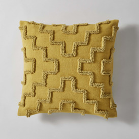 Loop Tufted Geometric Cushion Cover Mustard