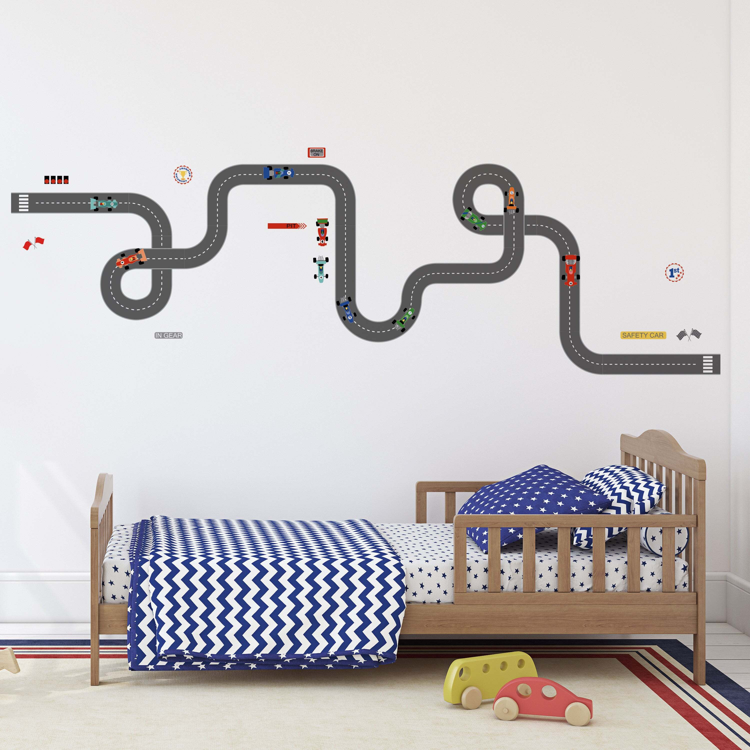 Transport Large Wall Sticker White/Grey/Red