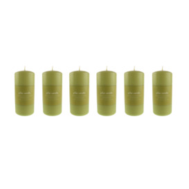Pack of 6 Green Pillar Candles Green