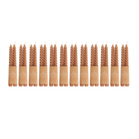 Pack of 12 Twisted Pillar Candles Brown