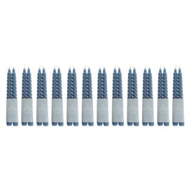 Pack of 12 Twisted Pillar Candles Blue