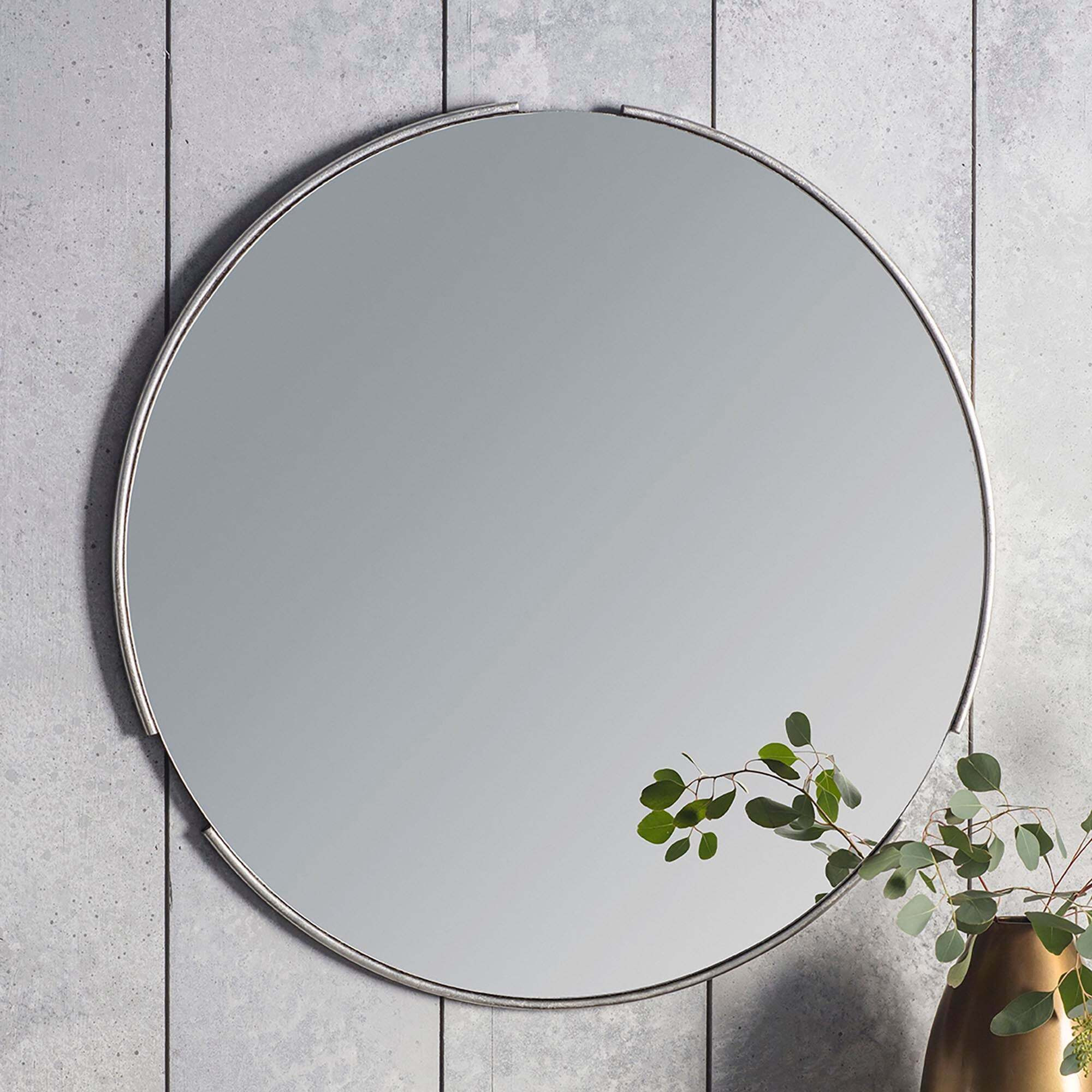 Mora Round Wall Mirror, Silver 80cm Silver