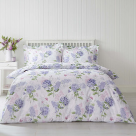 Wild Hydrangea Lilac Duvet Cover and Pillowcase Set White/Purple/Green