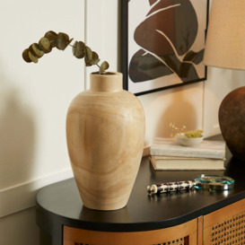 Tall Wooden 30cm Vase Natural