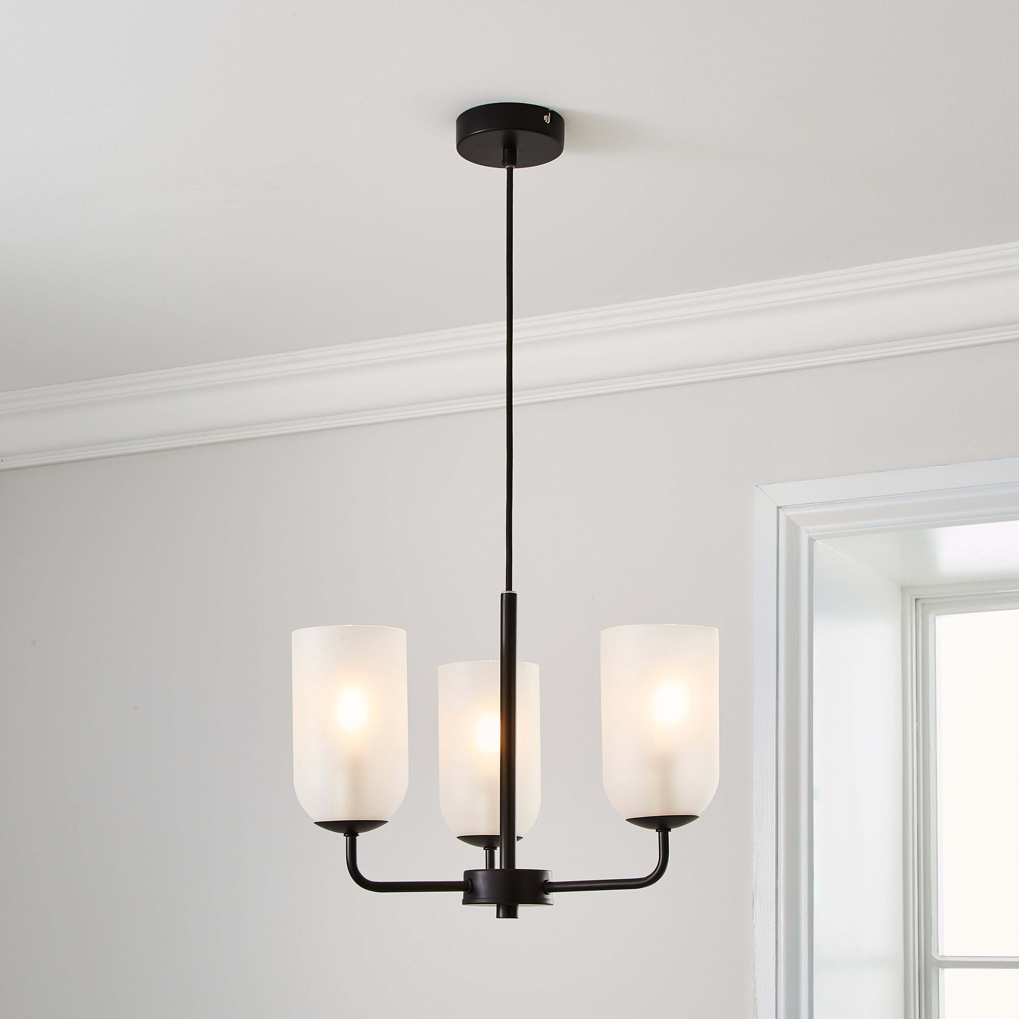 Palazzo Frosted 3 Light Chandelier Black