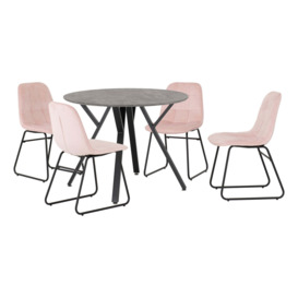 Athens Round Dining Table with 4 Lukas Chairs Pink