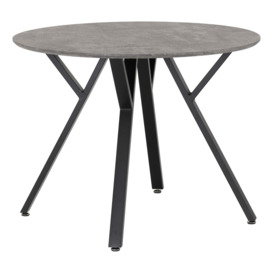 Athens 4 Seater Round Dining Table, Grey Concrete Effect Grey