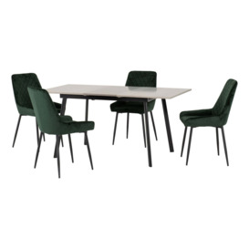 Avery Rectangular Extendable Dining Table with 4 Chairs Green