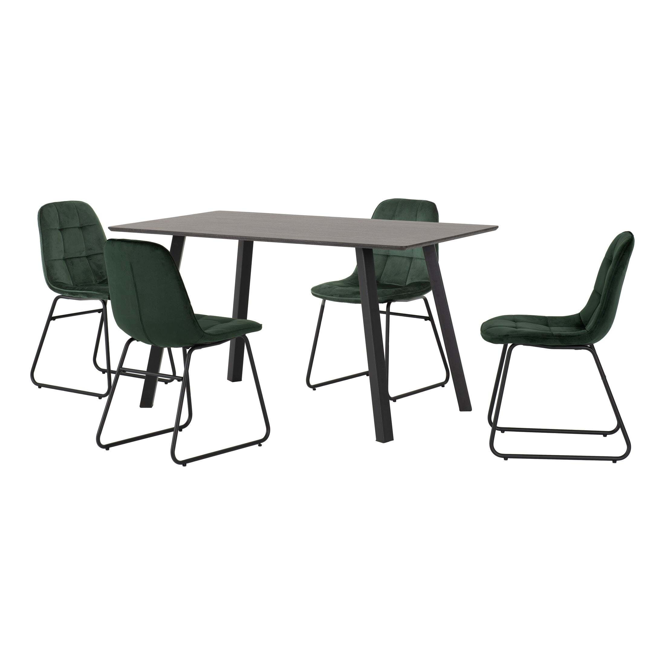 Berlin Rectangular Dining Table with 4 Lukas Chairs Green
