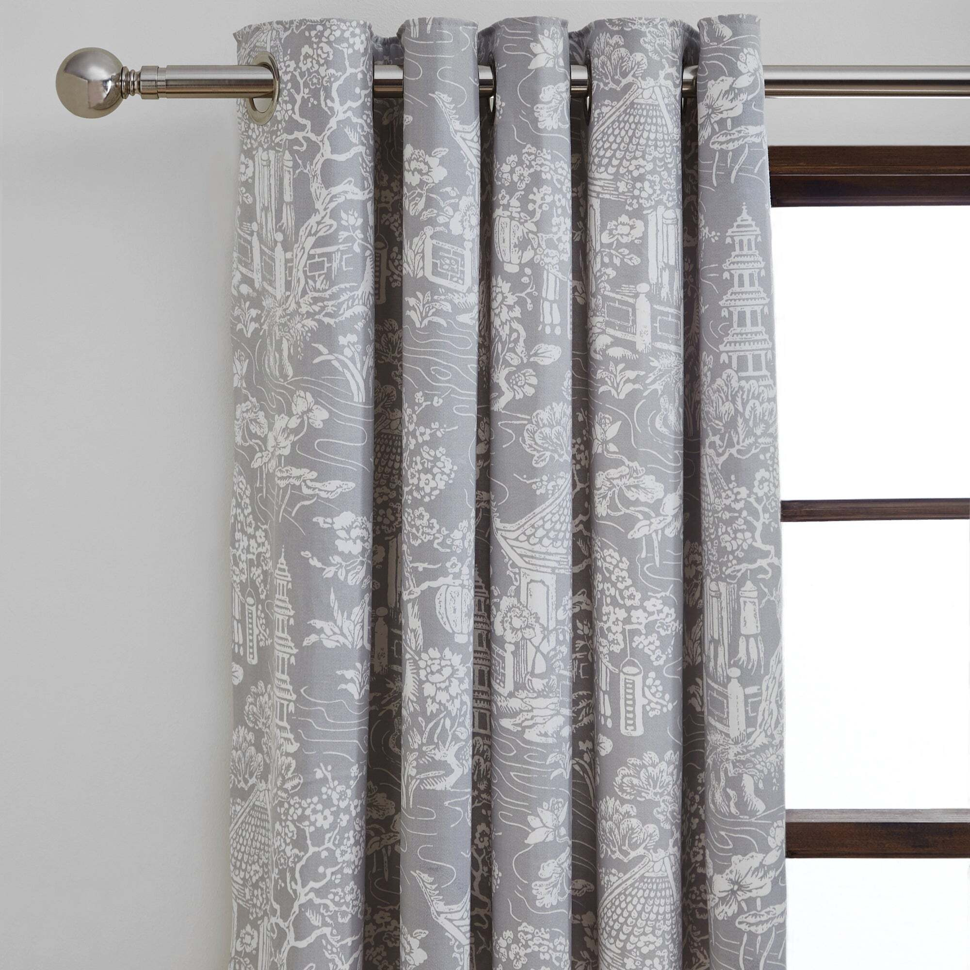 Pagoda Grey Eyelet Curtains Grey