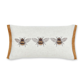 Bees Natural Cushion Cover White/Brown