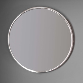 Metal Round Wall Mirror, Silver 61cm Silver