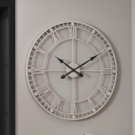 Metal Round Wall Clock 80cm Antique Silver