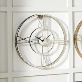 Metal Double Framed Wall Clock 50cm Silver