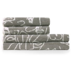 Set of 4 furn. Kindred Towels Grey/White