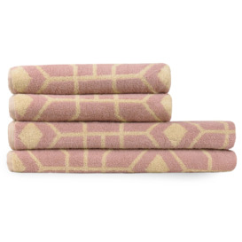 Set of 4 furn. Bee Deco Towels Blush/Gold