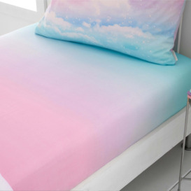 Ombre Rainbow Clouds Fitted Sheet Pink/Blue