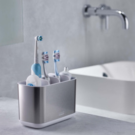 EasyStore Steel Toothbrush Caddy Large White White