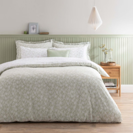 Bexley Floral Sage Duvet Cover and Pillowcase Set Green/White