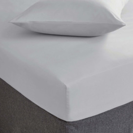Super Soft Microfibre Plain Fitted Sheet Silver
