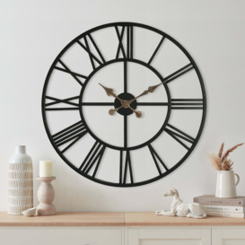 Black Skeleton Wall Clock, 50cm Black