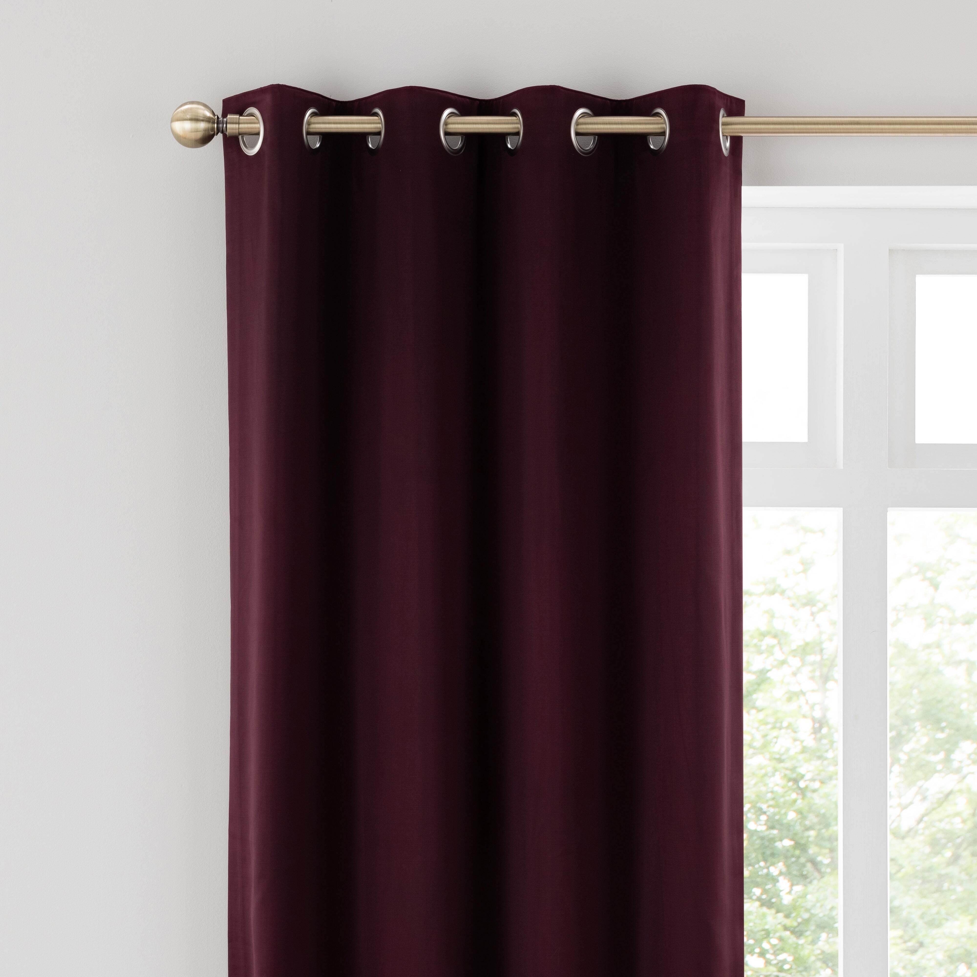 Satin Merlot Eyelet Curtains Dark Red