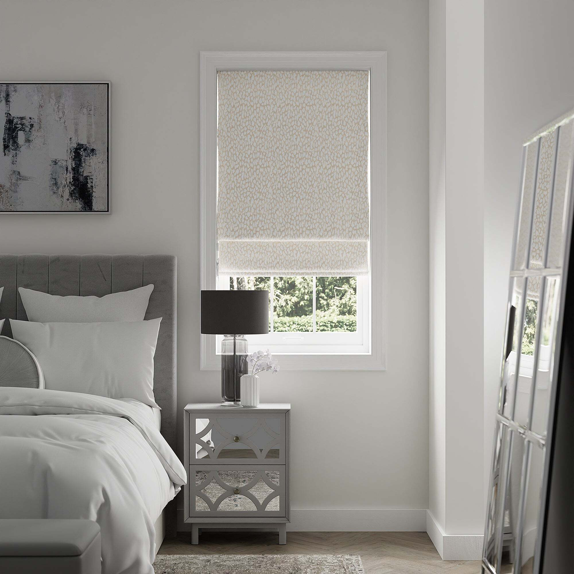 Animal Cut Velvet Natural Roman Blind Beige