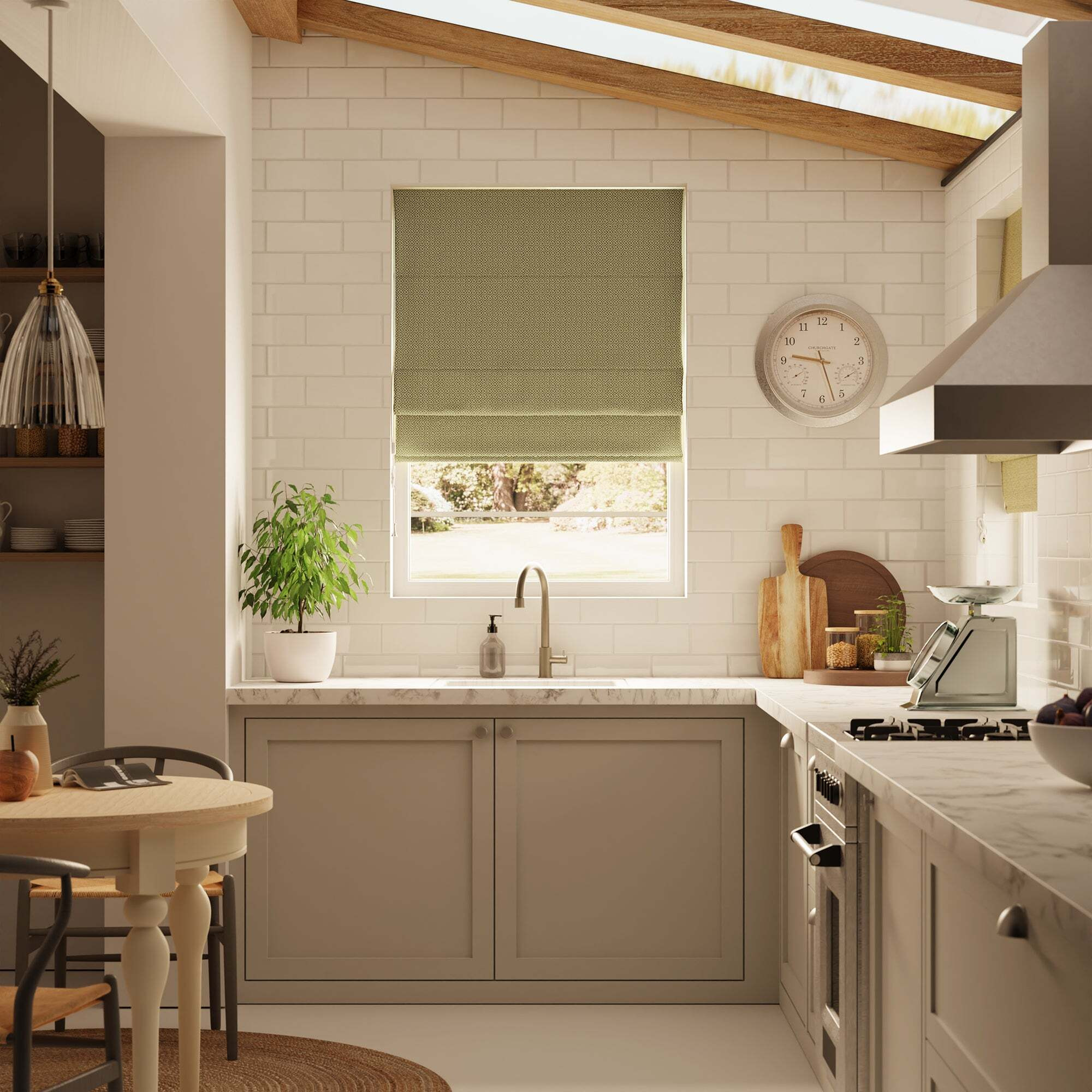 Diamond Recycled Olive Roman Blind Green