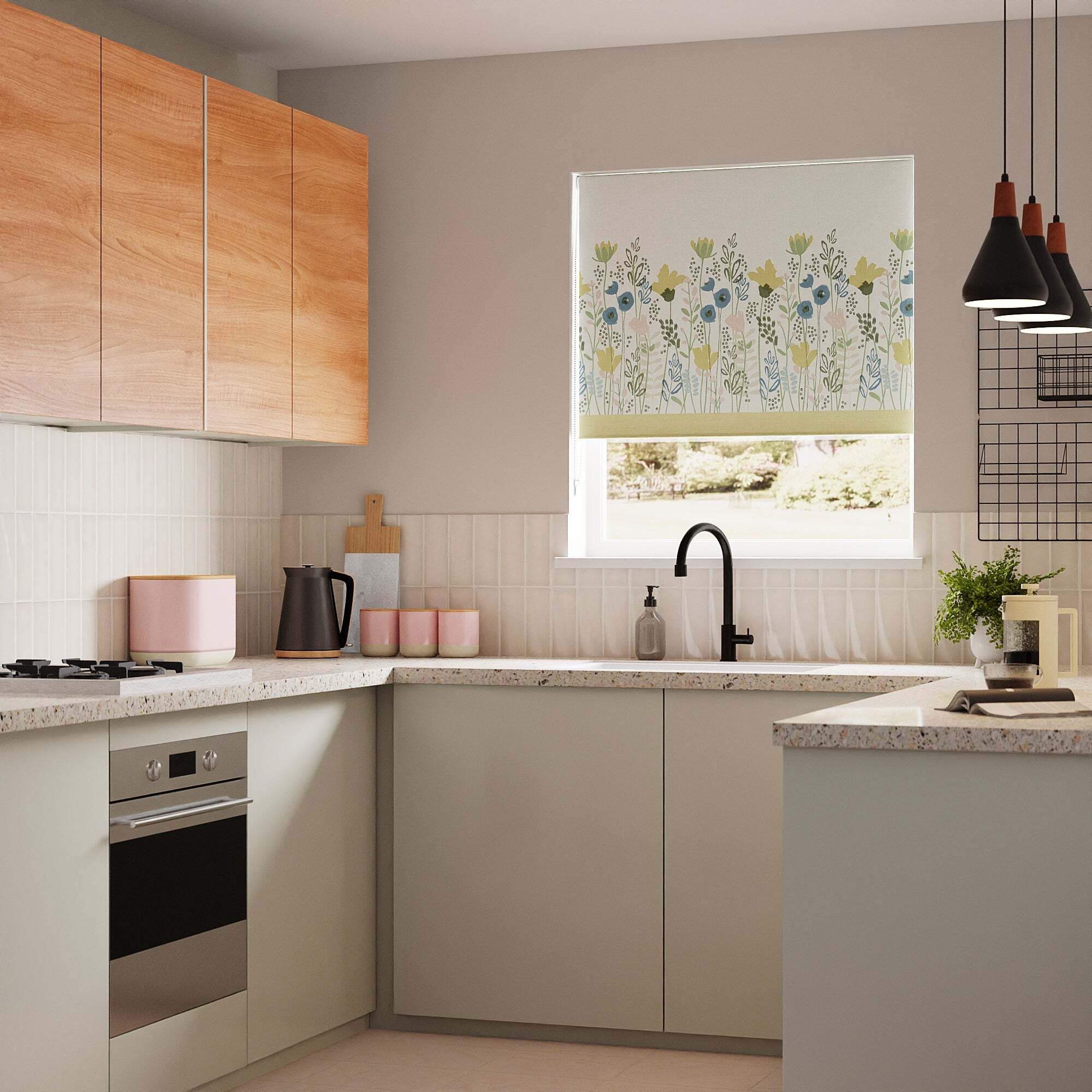 Abstract Floral Blackout Roller Blind MultiColoured